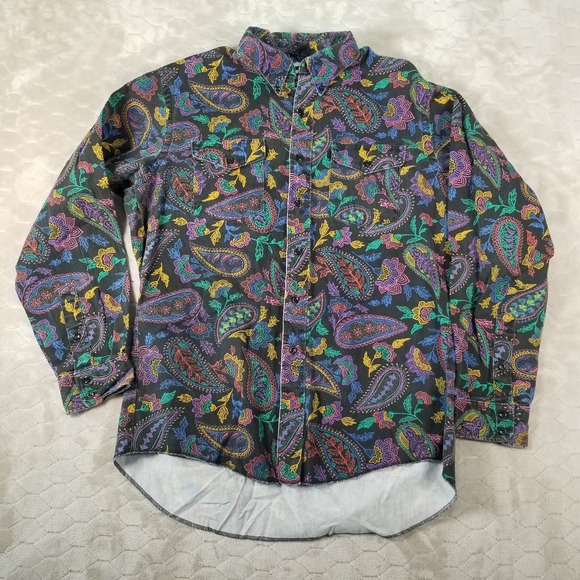 VTG Wrangler Paisley Checotah Aztec Navajo Brushpopper Shirt Sz L/XL See Pics